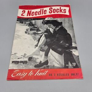 Doreen Knitting Booklet Unisex OS Red 2 Needle Socks Vol 93 Vintage 1946 Pattern
